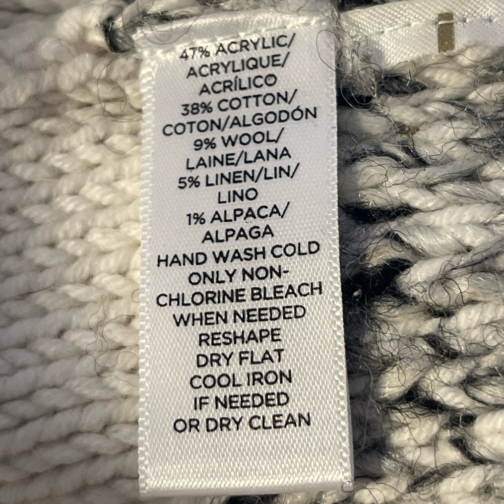 Lou & Grey Alpaca Blend Distressed Fringe Textured Knit Mock Neck Sweater XS - Picture 8 of 9